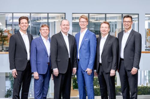 Geschäftsführung der Unternehmensgruppe – V.l.n.r.: Axel Wachholz, Torsten Janwlecke, Frank Stührenberg, Dr. Frank Possel-Dölken, Dirk Görlitzer, Ulrich Leidecker.