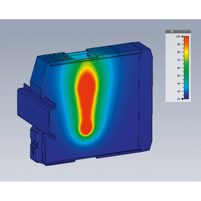 Heat distribution without heatsink with the ICS DIN rail housing