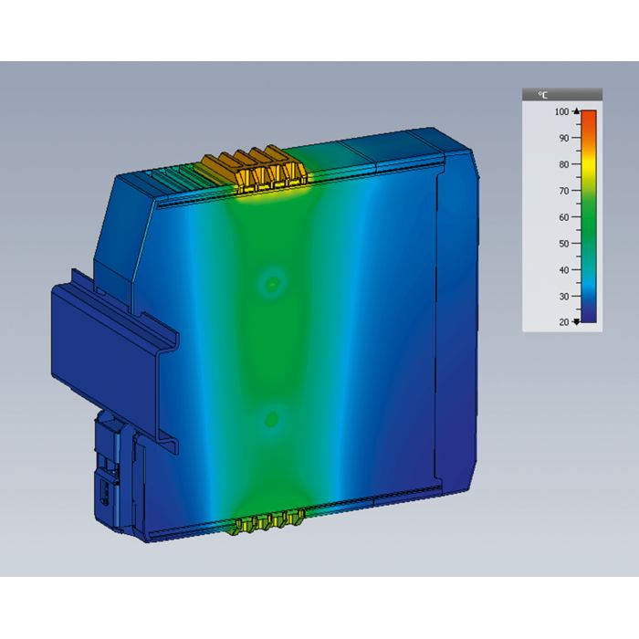 Heat distribution without heatsink with the ICS DIN rail housing