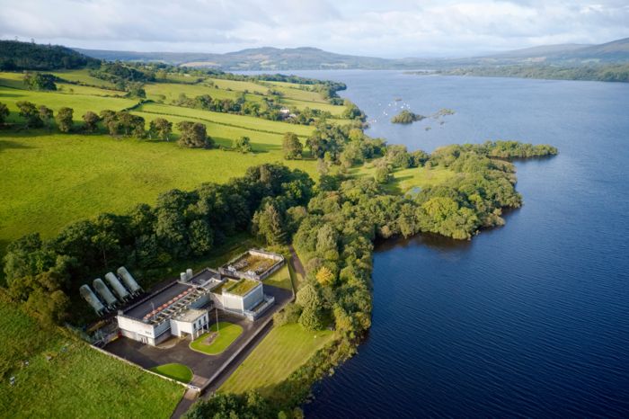 Aerial photo of a wastewater treatment plant 