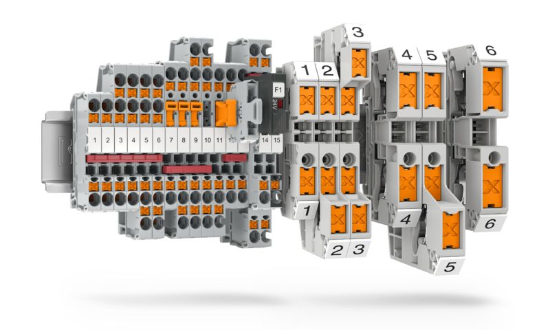 Blocs de jonction avec technologie Push-X sur un rail DIN
