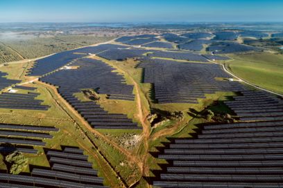 Solar system in Moura, Portugal from above