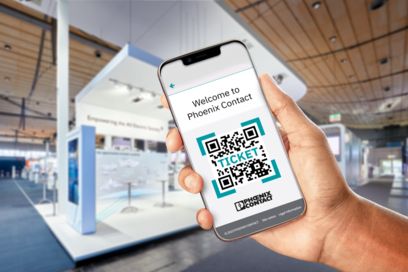 Trade fair ticket on a cellphone