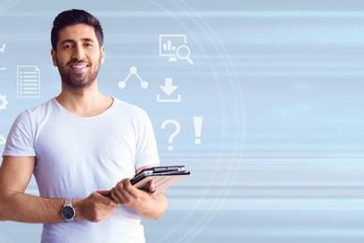 Mann mit Tablet in der Hand