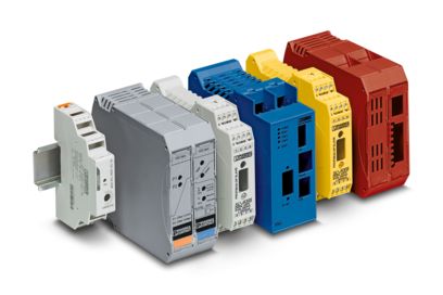 A module of individually adapted electronics housings in different colors