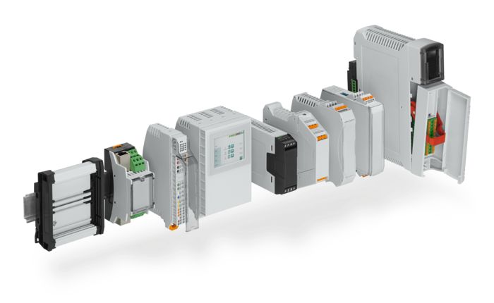 Interactive image map: Module made up of different DIN rail housings