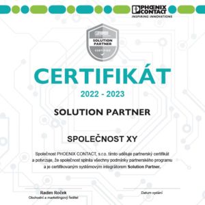 Certifikát Solution Partner Phoenix Contact