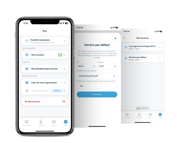 Préférences de l'utilisateur EV via l'app MINT