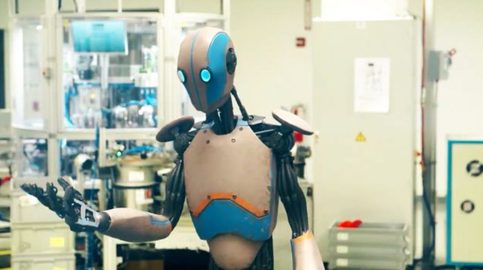 Image of a futuristic robot in a factory