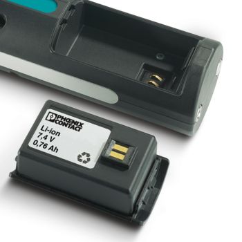 Battery taken out of the portable automatic stripping and crimping device