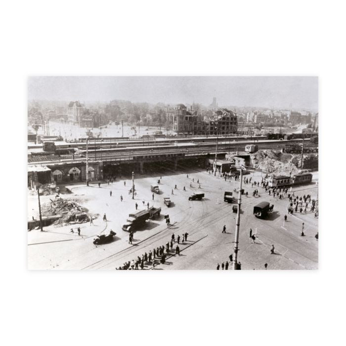 Photo d'après-guerre de la gare centrale d'Essen