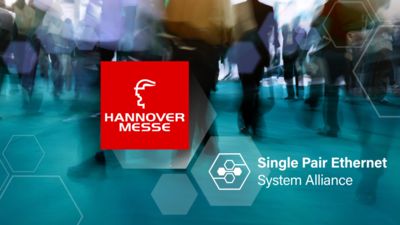 Single Pair Ethernet System Alliance en la Hannover Messe y logotipo