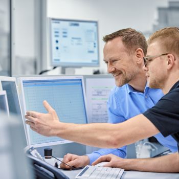Phoenix Contact employee in the surge protection test laboratory