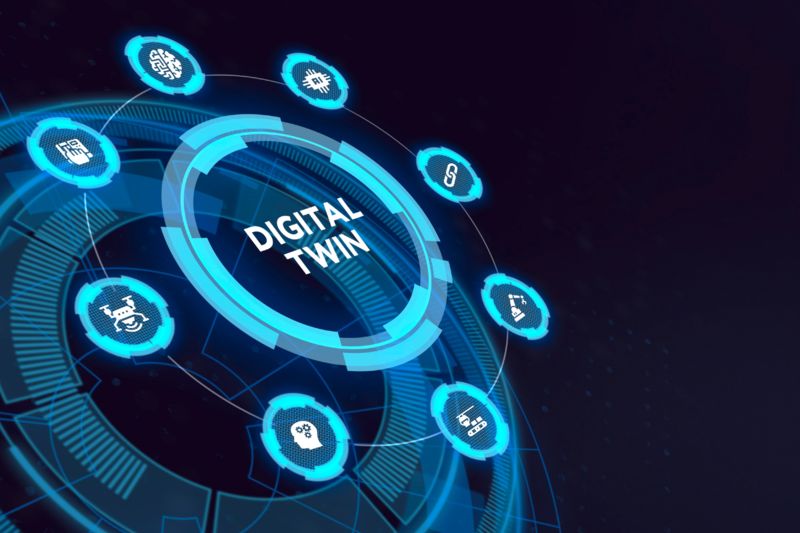 3D illustration for industrial production with digital twins