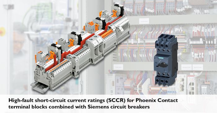 High-fault short-circuit current ratings (SCCR) for Phoenix Contact terminal blocks combined with Siemens circuit breakers