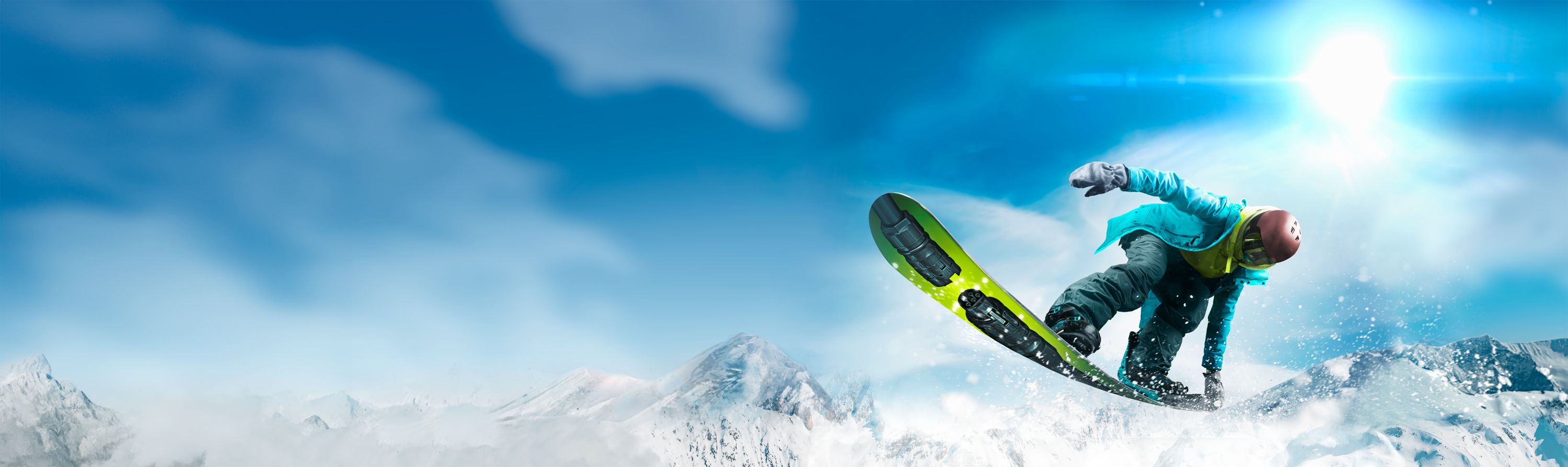 Snowboarder mit PRC-Installationssteckverbindern auf dem Snowboard