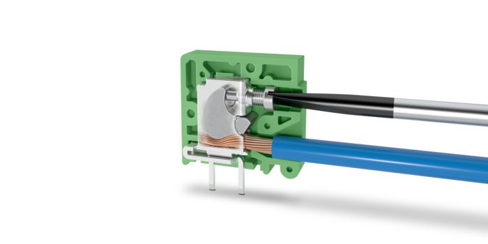 Front screw connection for PCB terminal blocks and connectors
