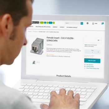 Artikeldetailseite mit Musterbestell-Button im rechten Seitenbereich
