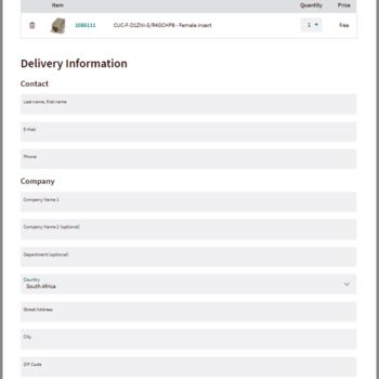 Bestellformular zum Musterservice mit auszufüllenden Feldern