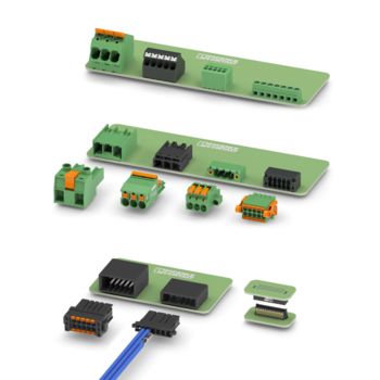 Various PCB terminal blocks, PCB connectors, and high-current feed-through terminal blocks