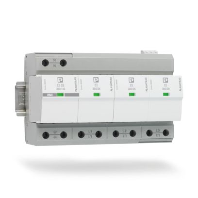 Overspanningsbeveiliging voor voeding type 1+2 gemonteerd op montagerail