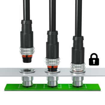 M12 cable connectors with internal locking