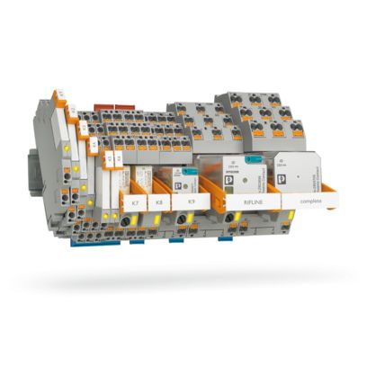 Système de relais industriel universel RIFLINE complete sur rail DIN, avec accessoires