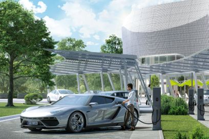 Station-service High Power Charging avec voitures électriques