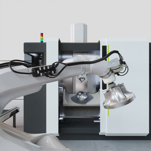 Alimentation des pièces brutes par des robots