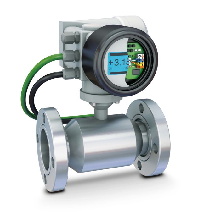 Magnetic inductive flow meter with PCB connection technology