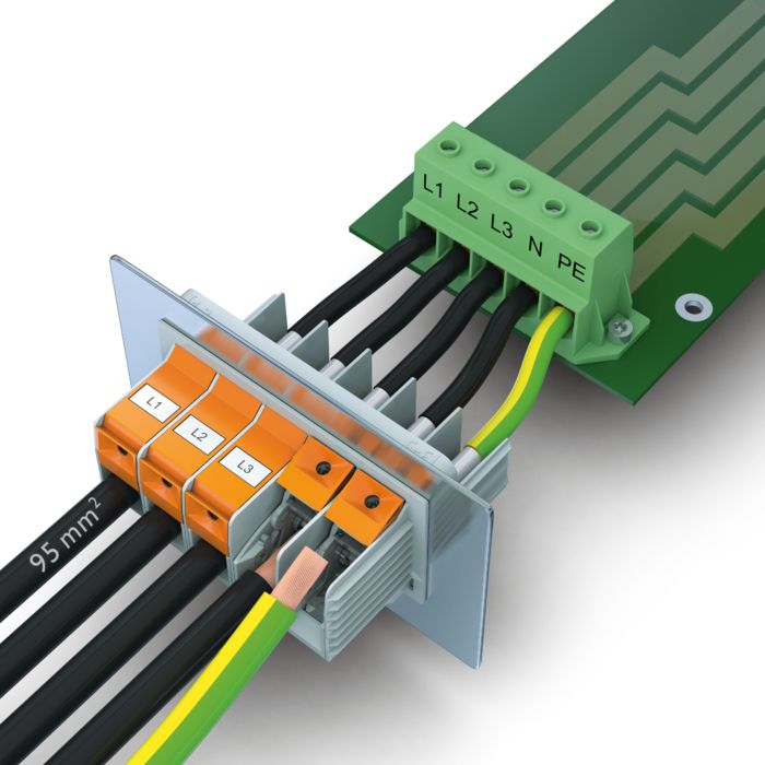 Morsetti passaparete per alta corrente per potenza fino a 232 A/1000 V (IEC)