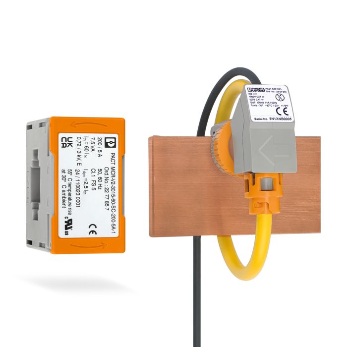 Window-type current transformer next to Rogowski coil