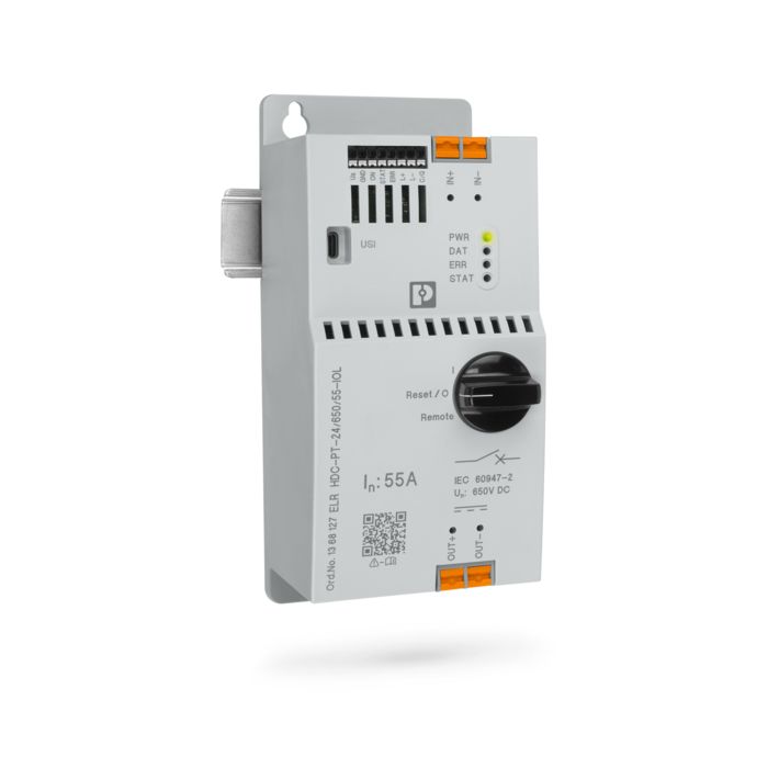 CONTACTRON ELR HDC DC circuit breaker on DIN rails