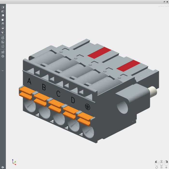 Captura de pantalla con el configurador de productos para conexiones para placas de circuito impreso: descargar datos CAD