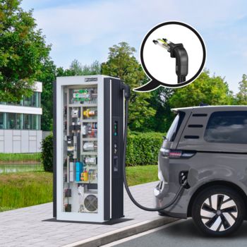 High Power Charging charging station with electric car
