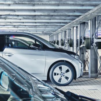 Parking garage with several charging points