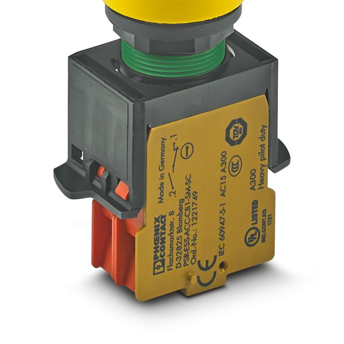 Interruptor de paragem de emergência modular com contactor com automonitorização
