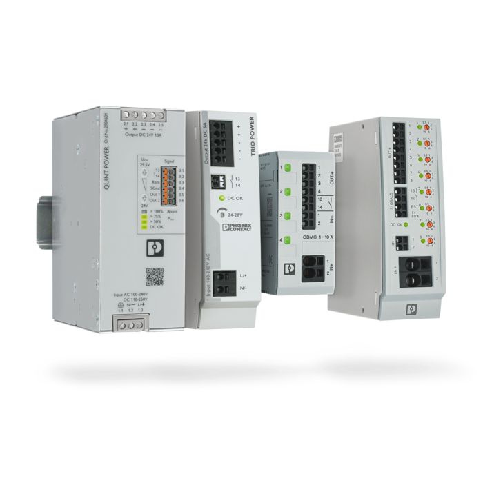 TRIO POWER and QUINT POWER power supplies and the compact CBMC electronic circuit breakers