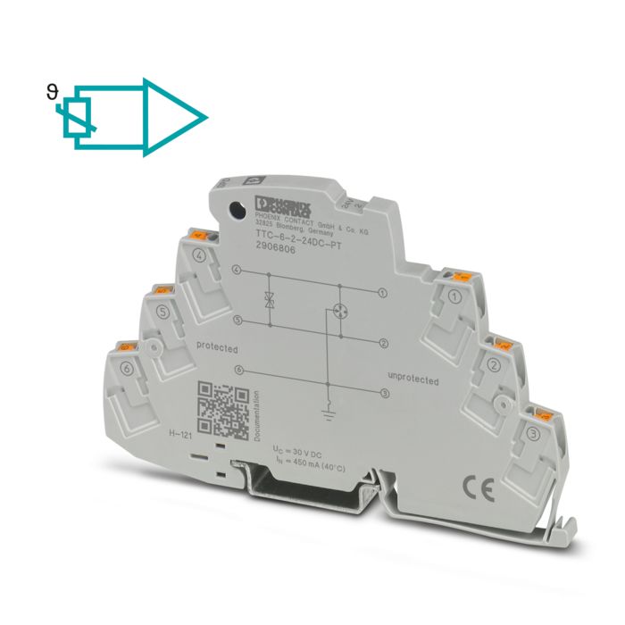 Surge protective device with symbol for resistance-dependent measurements