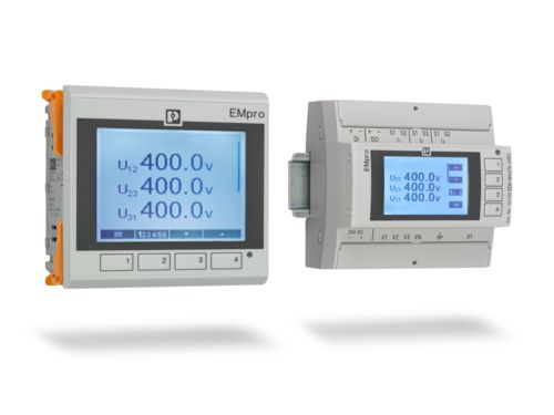 EMpro energy measuring devices on a DIN rail