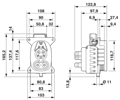 车辆充电插座-CHARX T1HBI12-1AC80DC200-3,0M1