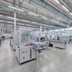 Production hall with machines