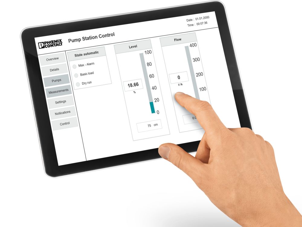 Un terminal mobile affiche les données de processus 