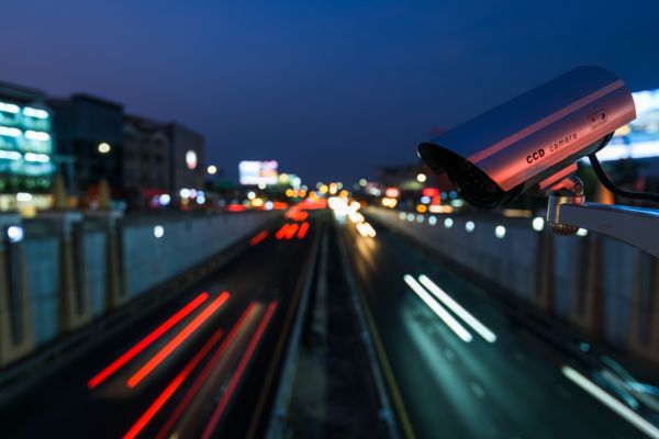 Video surveillance camera at the start of a tunnel