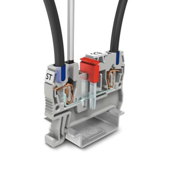 Bloc terminal cu cameră cu arc cu conductori și punte