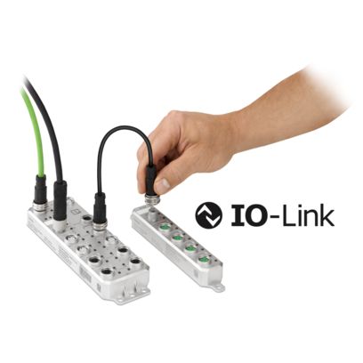 Dos módulos de E/S IP65/67 conectados por un cable