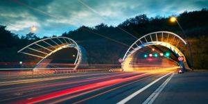 Tunnel entrance at night