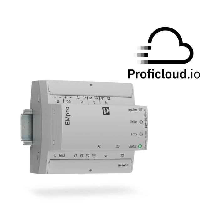 Dispositivi per la misurazione dell'energia EMpro con logo Proficloud.io