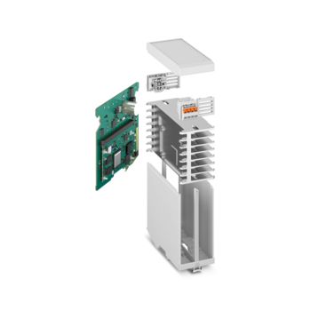 Exploded view of the ICS 50 electronics housing with heatsink