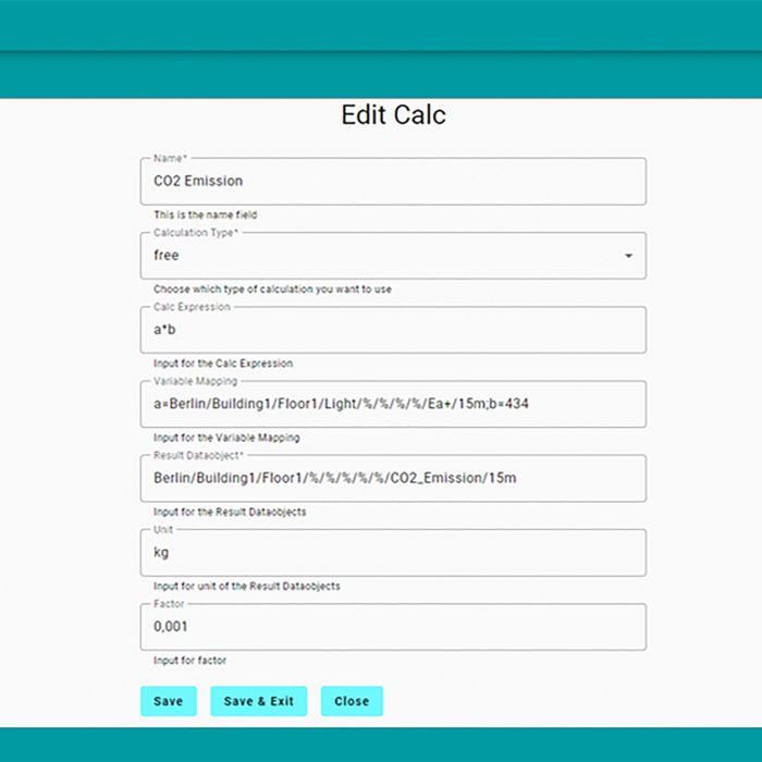 Energy Management Service - On-Premises: screenshot del calcolo degli indicatori chiave
